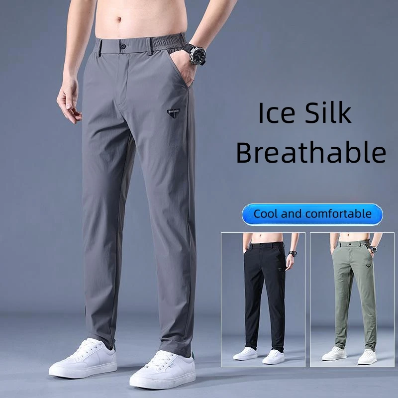 Summer Man Pants Big Size Ice Silk Breathable Straight Leg Pants Quick Dry Elastic Waist Sweatpants Men Trousers Men's Clothing
Summer Man Pants Big Size Ice Silk Breathable Straight Leg Pants Quick Dry Elastic Waist Sweatpants Men Trousers Men's Clothing