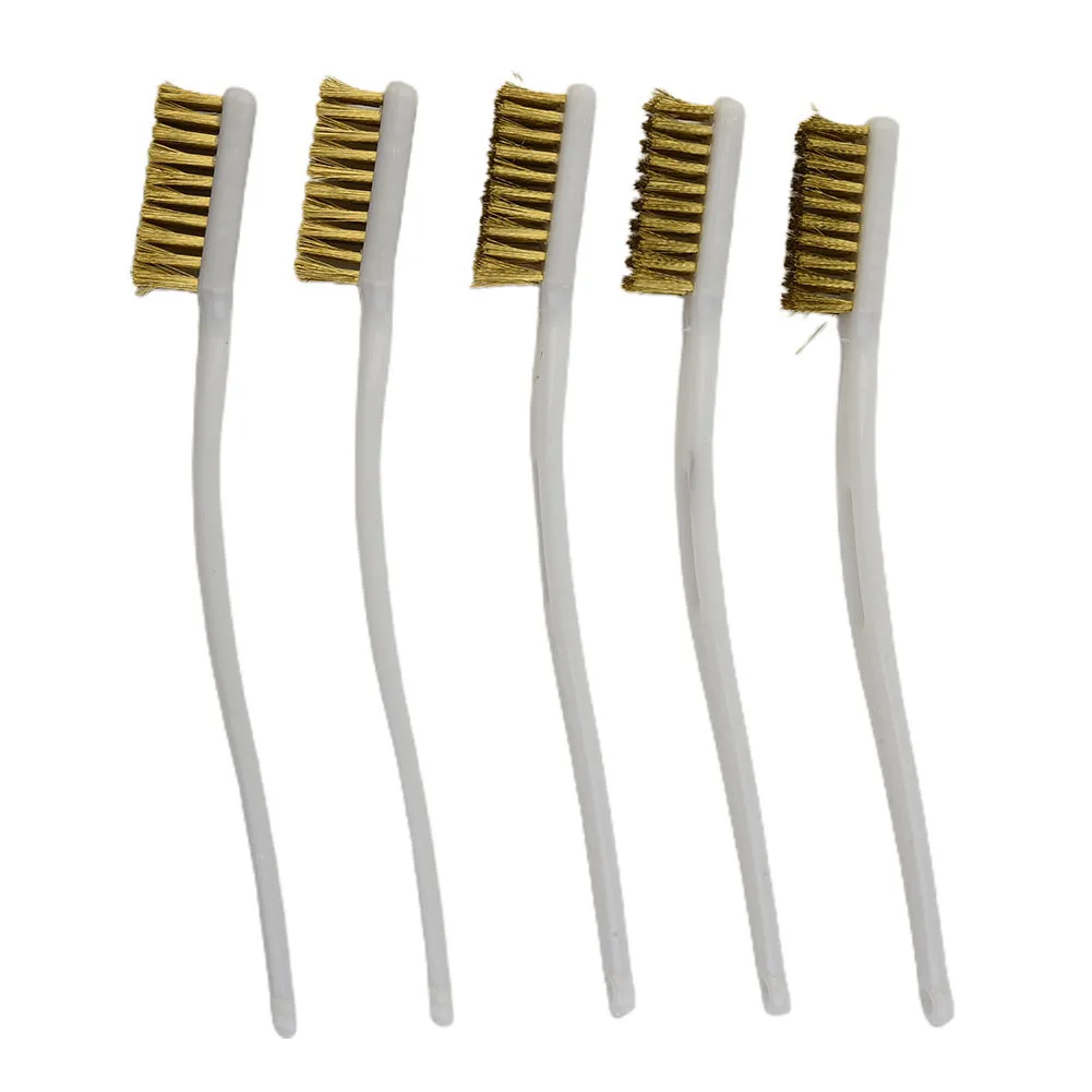 

5PCS Plastic Handle Brass Wire Brush For Car Construction Aviation Industrial Devices Polishing Cleaning Hand Tools High Quality