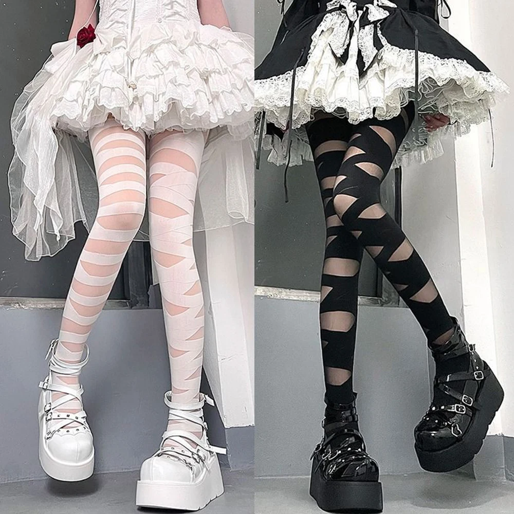 Gothic Lolita Bandage Design Soft Velvet Tights Women Sexy Cross Strap Bottom Stockings Punk Emo JK Cosplay Cute Girls Hosiery
Gothic Lolita Bandage Design Soft Velvet Tights Women Sexy Cross Strap Bottom Stockings Punk Emo JK Cosplay Cute Girls Hosiery