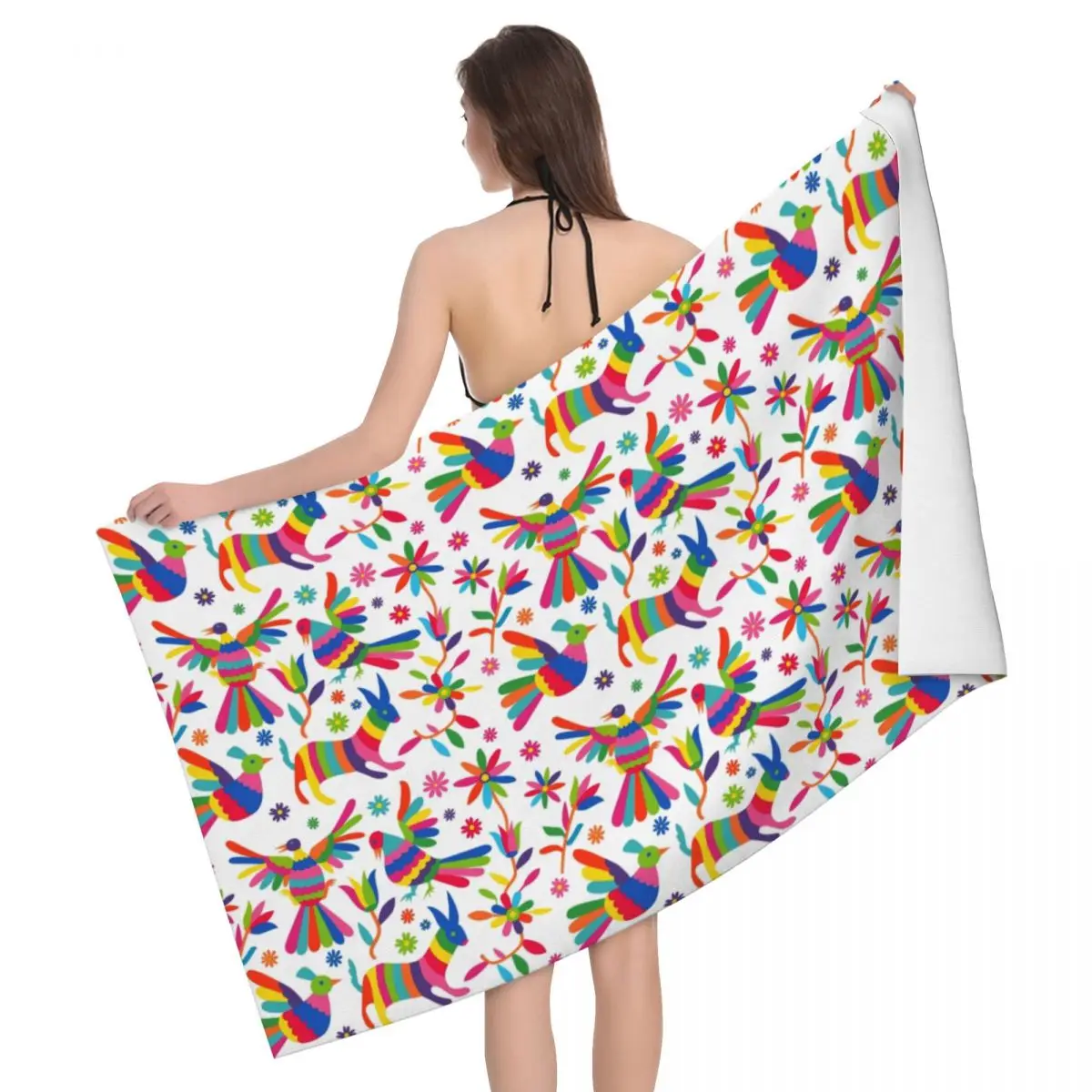 

Пляжное полотенце Otomi с мексиканской художественной Народной текстурой, персонализированные мексиканские цветы, Супермягкие банные полотенца из микрофибры