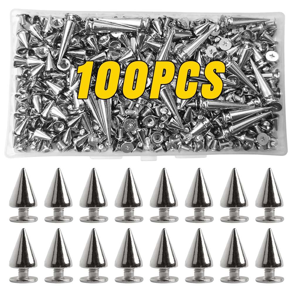 10/100Pcs Cone Spikes Metal Tree Spikes Screwback Studs Cool Punk Garment Rivets For DIY Leather Craft Clothes Shoes Bag Decors 
10/100Pcs Cone Spikes Metal Tree Spikes Screwback Studs Cool Punk Garment Rivets For DIY Leather Craft Clothes Shoes Bag Decors