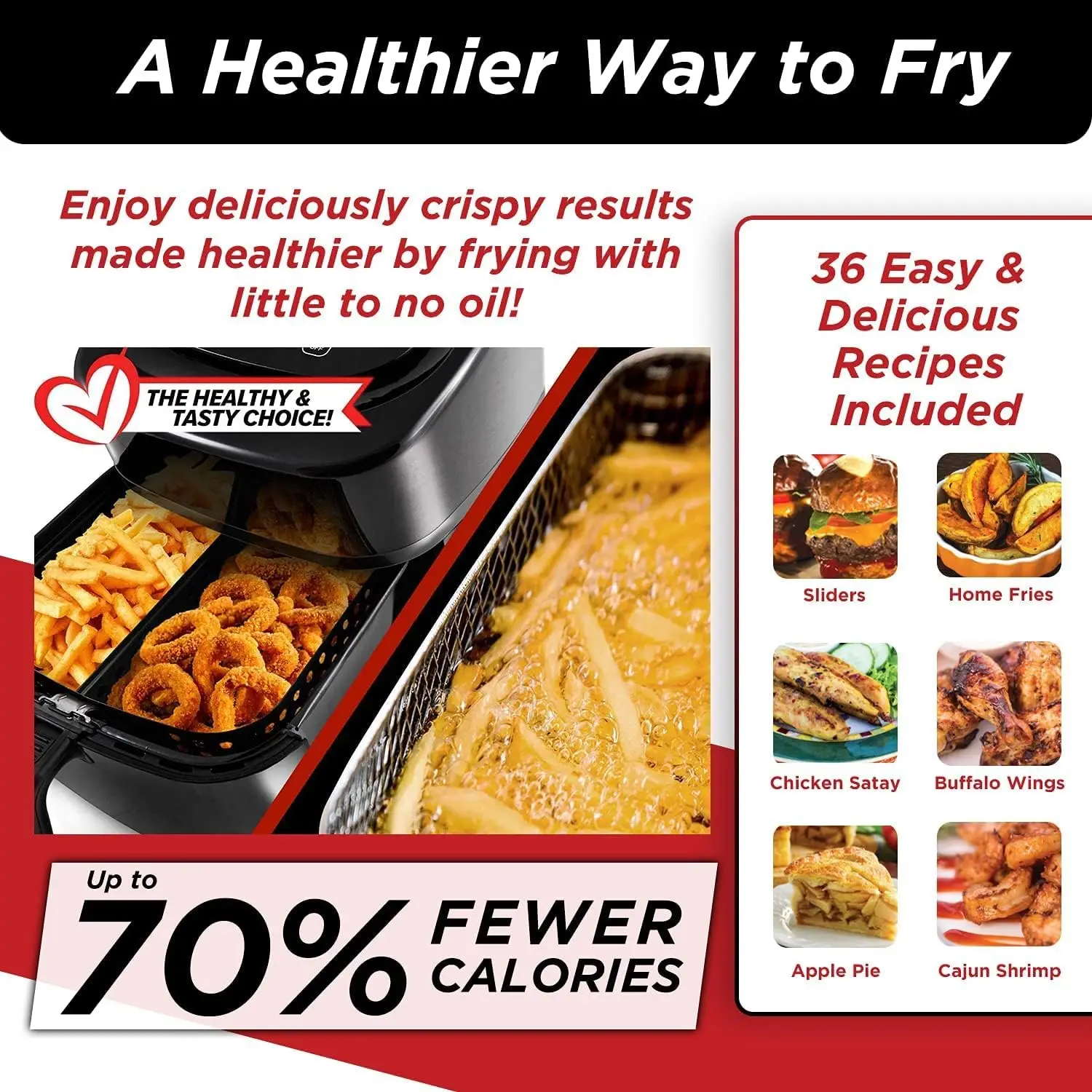 6-Quart Healthy Digital Smart Air Fryer with Probe One-Touch Digital Controls, Advanced Cooking Functions, Removable Divider Ins
6-Quart Healthy Digital Smart Air Fryer with Probe One-Touch Digital Controls, Advanced Cooking Functions, Removable Divider Ins