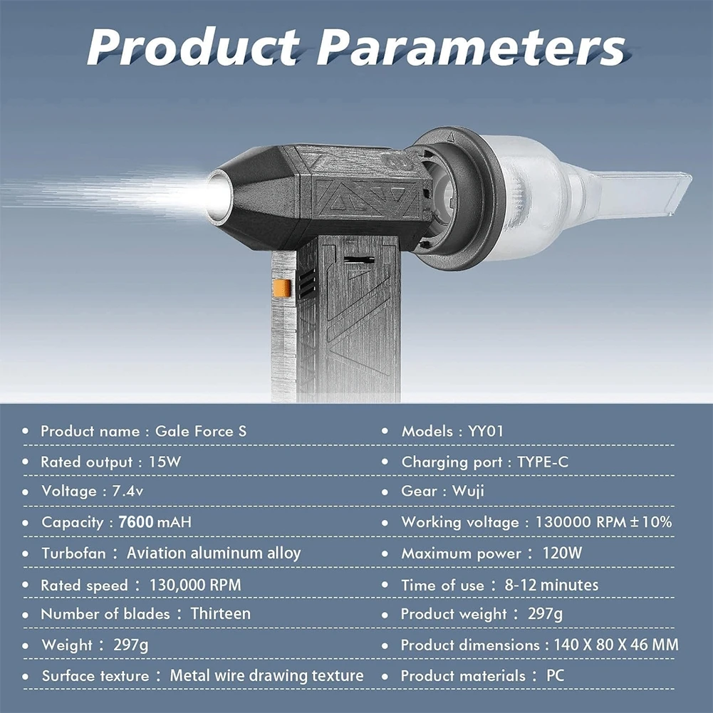 Mini Turbo Jet Fan 130000 RPM Turbo Blower Jet Fan Violent Turbofan Brushless Motor Rechargeable Cyclone Turbo Electric Blower
Mini Turbo Jet Fan 130000 RPM Turbo Blower Jet Fan Violent Turbofan Brushless Motor Rechargeable Cyclone Turbo Electric Blower