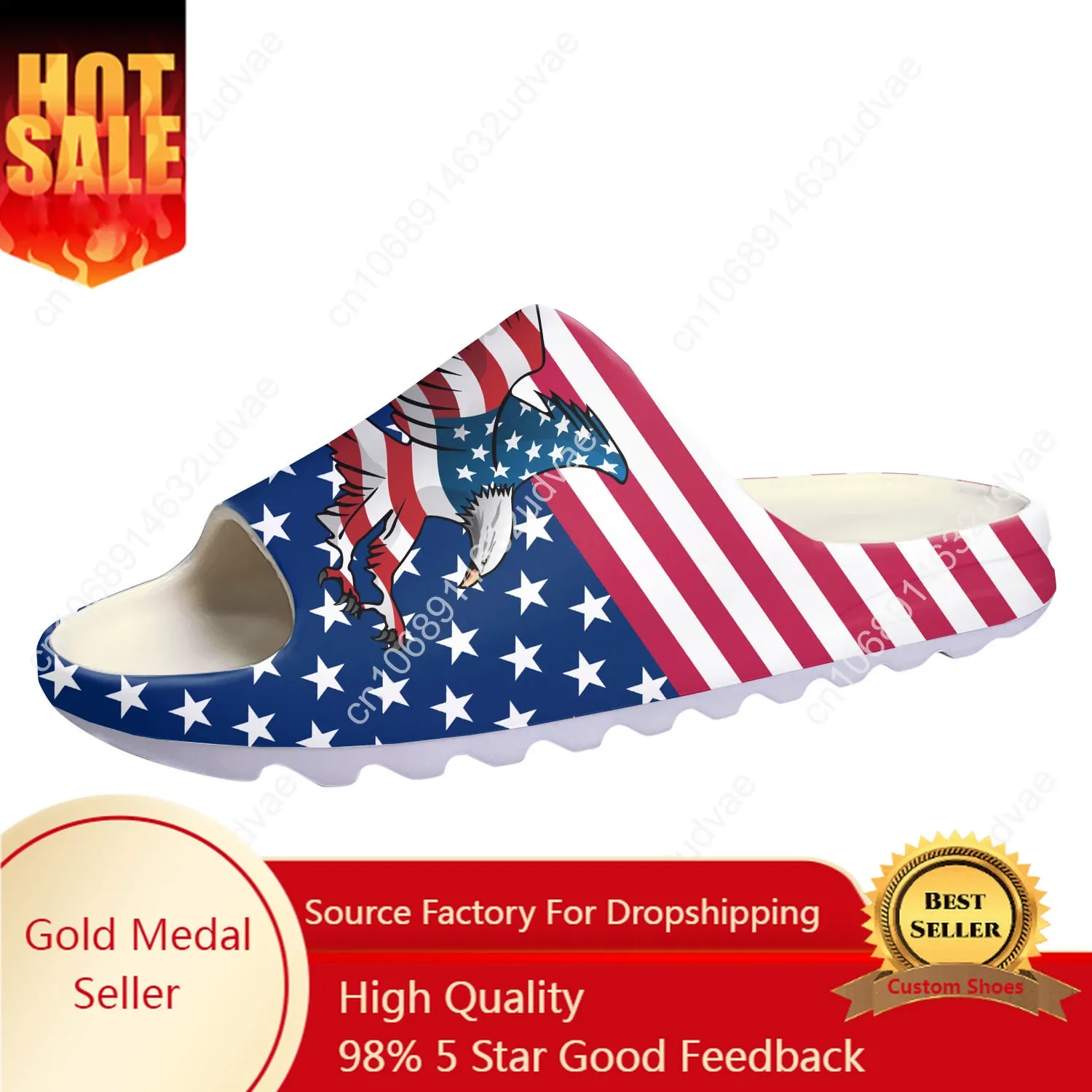 USA Flag America Red Blue White Art Soft Sole Sllipers Home Clogs Customized Water Shoes Men Women Teenager Step On Shit Sandals
USA Flag America Red Blue White Art Soft Sole Sllipers Home Clogs Customized Water Shoes Men Women Teenager Step On Shit Sandals