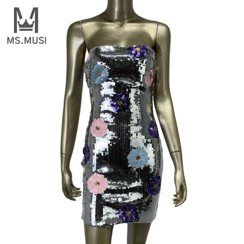 MSMUSI 2024 New Fashion Women Sexy Strapless Floral Sequins Sleeveless Backless Bodycon Party Club Event Mini Dress Vestidos
MSMUSI 2024 New Fashion Women Sexy Strapless Floral Sequins Sleeveless Backless Bodycon Party Club Event Mini Dress Vestidos