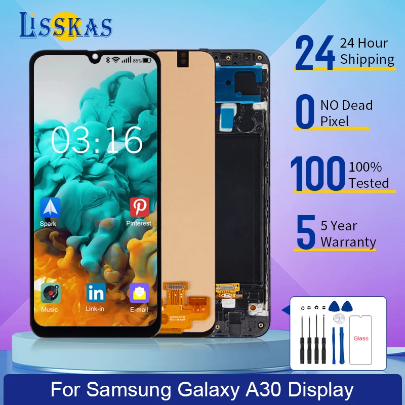 AMOLED A30 Display For Samsung Galaxy A30 A305 A305F A305A LCD Touch Screen Digitizer Assembly Replacement
AMOLED A30 Display For Samsung Galaxy A30 A305 A305F A305A LCD Touch Screen Digitizer Assembly Replacement