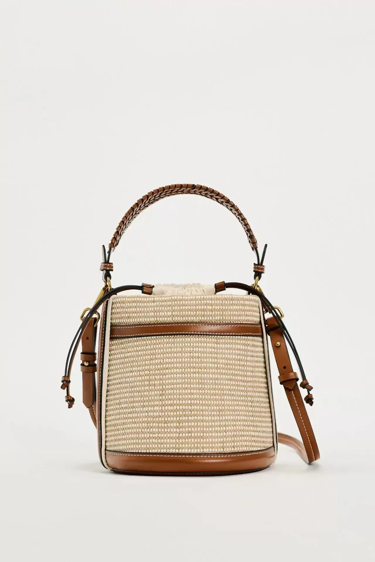 Straw Bucket Crossbody Beach Bag 1
