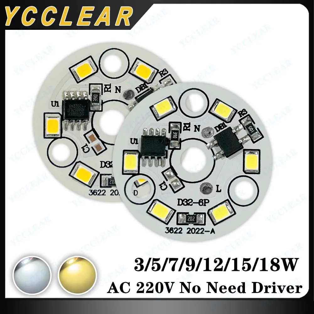 

10pcs LED Light Board 3W 5W 7W 9W 12W 15W 18W No Need Driver AC 220V SMD 2835 Cold Warm White Round Lamp Beads For Downlight