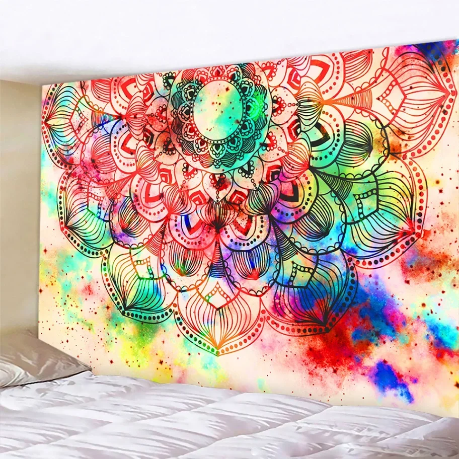 

Psychedelic scene home art decorative tapestry yoga mat Hippie witchcraft Bohemian decorative Mandala sheet sofa blanket