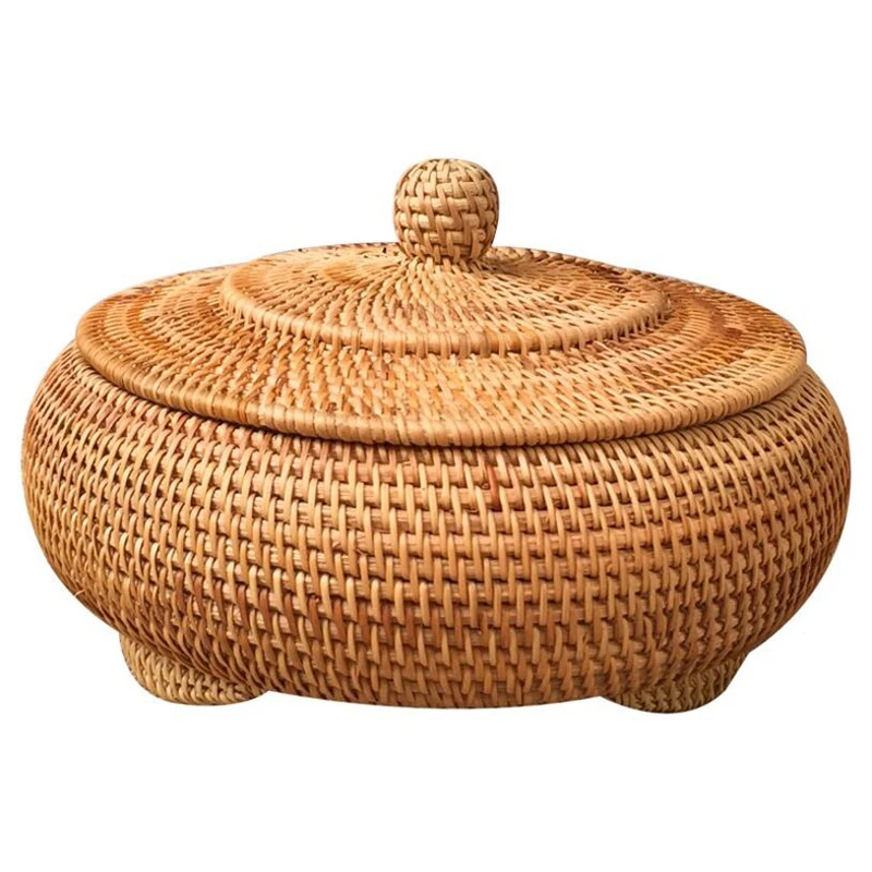 Storage Basket Hand-Woven Rattan Woven with Cover Round Primary Color Chinese Jewelry Snacks Tea Set Storage Box
Storage Basket Hand-Woven Rattan Woven with Cover Round Primary Color Chinese Jewelry Snacks Tea Set Storage Box