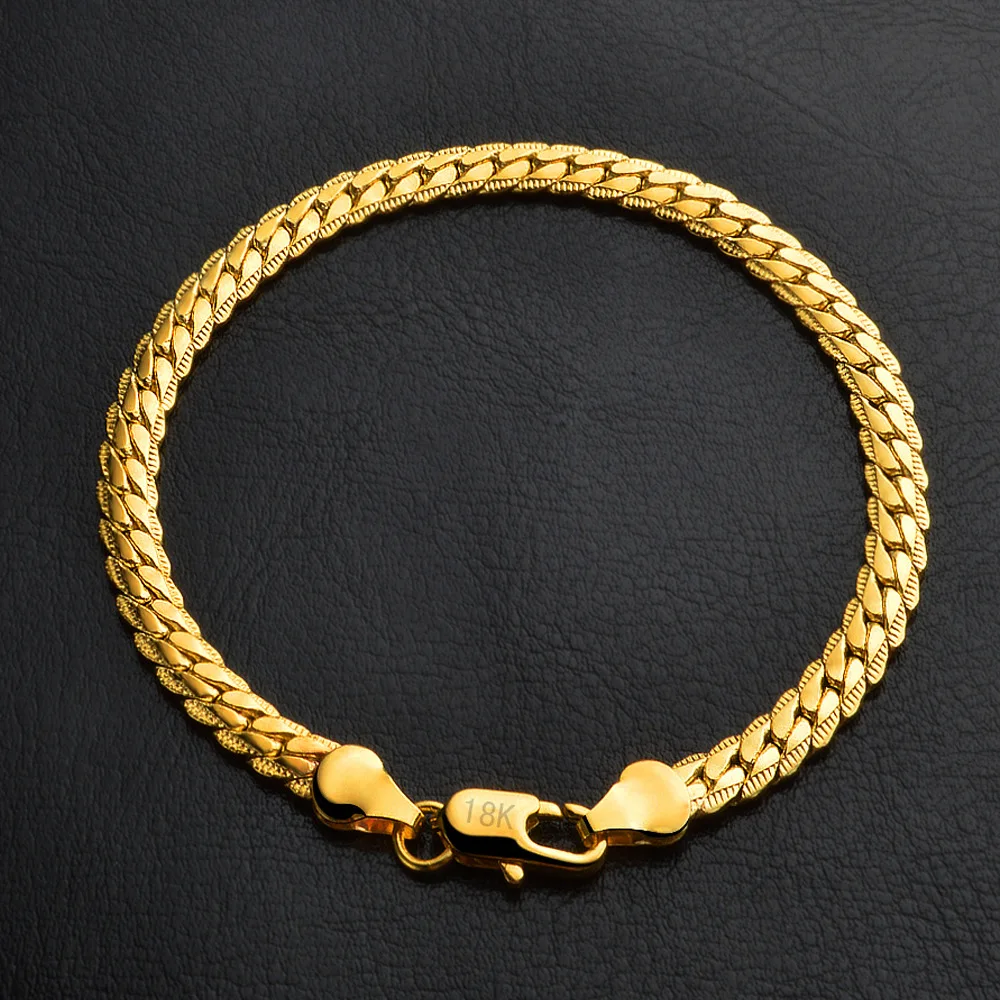 Fashion classic 5MM Chain 18K gold fine 925 Sterling Silver Bracelet for Women men noble Wedding Party Holiday gift Jewelry
Fashion classic 5MM Chain 18K gold fine 925 Sterling Silver Bracelet for Women men noble Wedding Party Holiday gift Jewelry