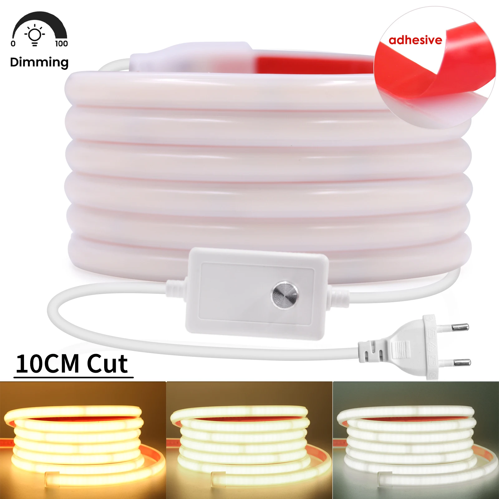 

10CM Cut COB LED Neon Strip Light 220V Dimmable 240LEDs/m IP65 Waterproof Outdoor Lamp Flexible LED Light Home Kitchen Lighting