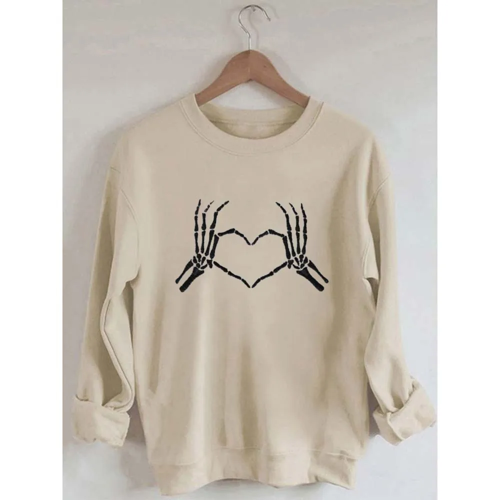 Rheaclots Skeleton Heart Hands Embroidered Women's Cotton Female Cute Long Sleeves Sweatshirt
Rheaclots Skeleton Heart Hands Embroidered Women's Cotton Female Cute Long Sleeves Sweatshirt