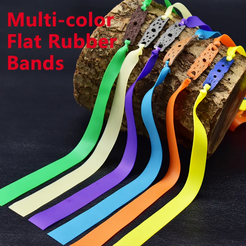 

3/6pcs Multi-color Flat Rubber Bands with Leather Pad for Hunting Slingshot Shooting Outside Entertainning High Elastic Force