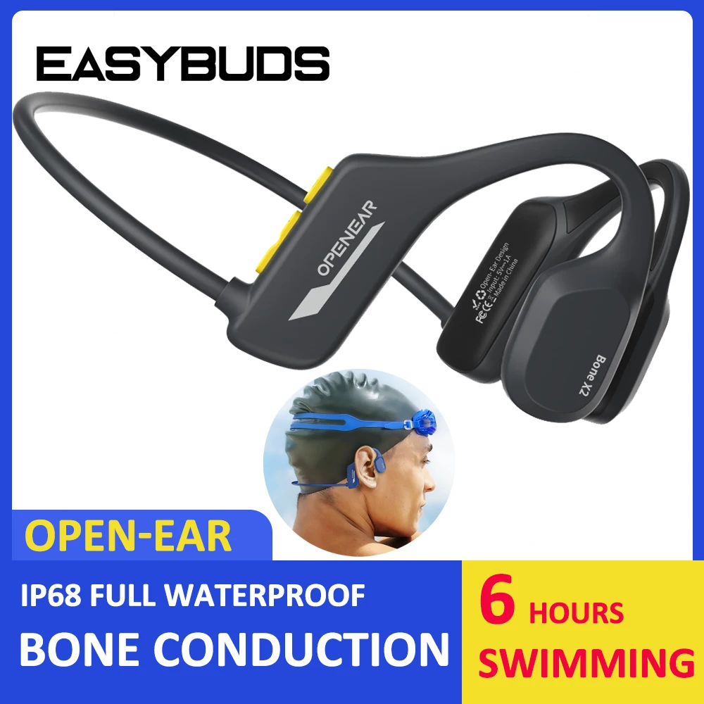 

EASYBUDS Bone Conduction Underwater Headphones Wireless Open Ear Headsets 8G Memory MP3 Player IP68 Waterproof Swmming Earphones