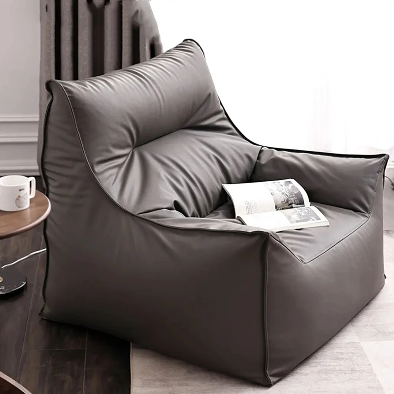 

King Leather Sofa Bean Bag Cover Without Filler Single Yacht Vintage Comfy Lazy Sofa Bean Bag Gaming Arredamento Lounge Sofa