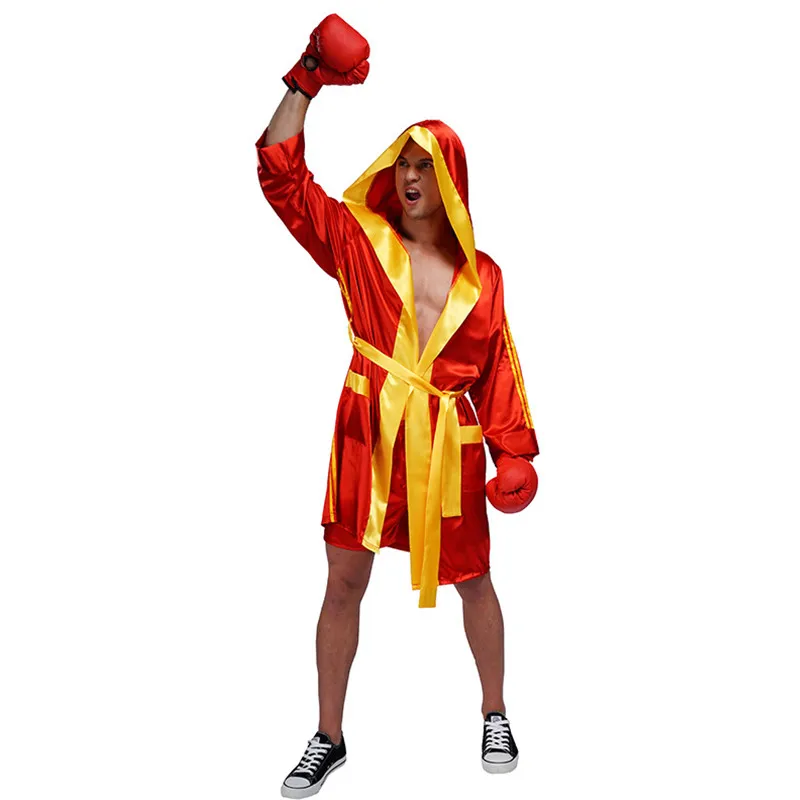 

Red Man Halloween Boxing Champion Costume Adult Boxer Suit Cosplay Carnival Purim Masquerade Nightclub Bar Role Play Party Dress