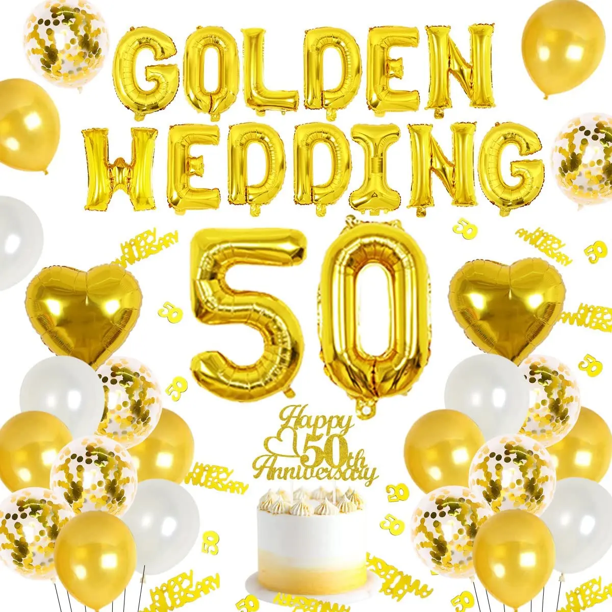 JOYMEMO 50th Wedding Anniversary Decorations Golden Wedding Balloons Banner Cake Topper 50th Anniversary Decor Party Supplies
JOYMEMO 50th Wedding Anniversary Decorations Golden Wedding Balloons Banner Cake Topper 50th Anniversary Decor Party Supplies