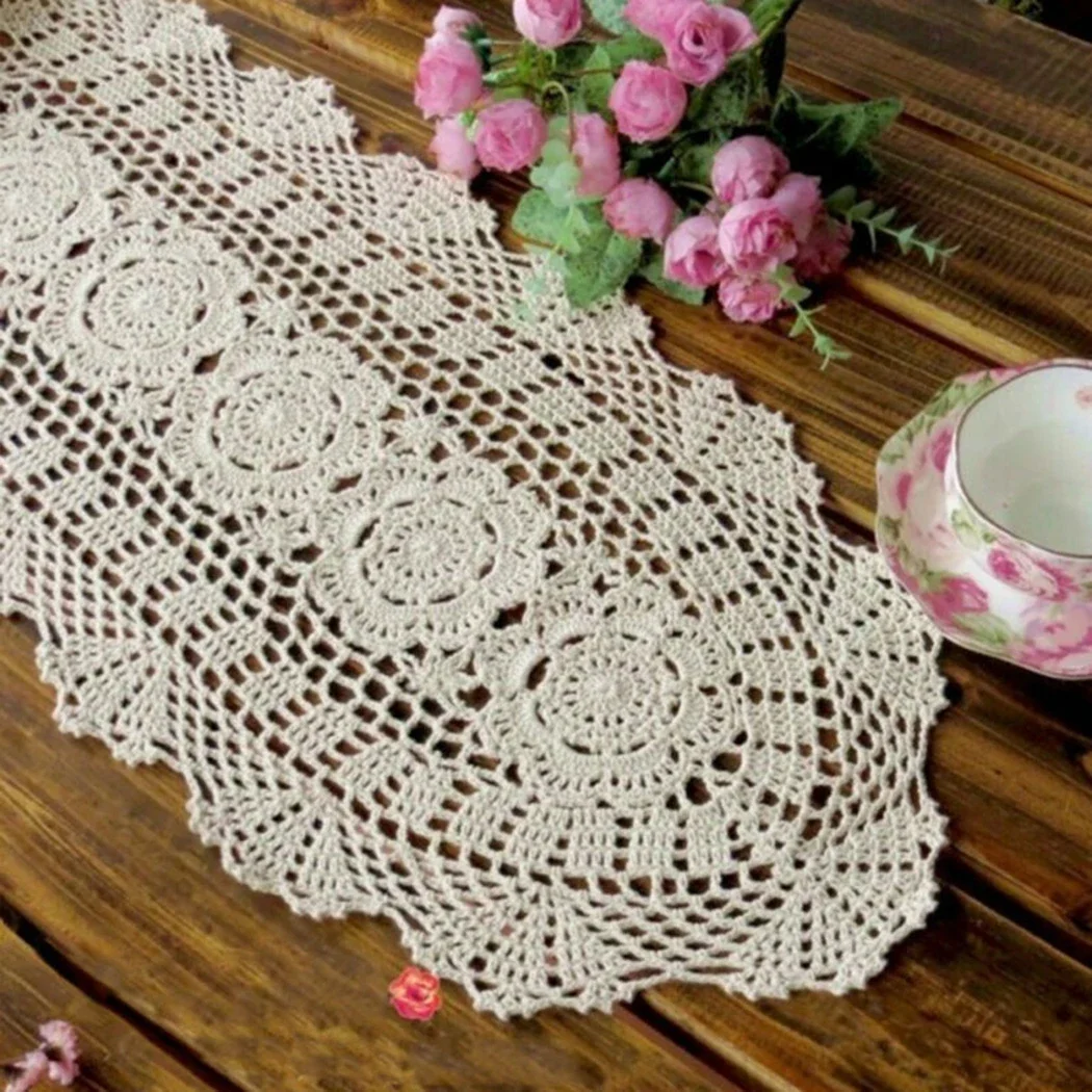 Cafe Shop Furniture Table Runner Vintage 30x80cm Cotton Crocheted Dining Table Floral Hotel Lace Oval Restaurant
Cafe Shop Furniture Table Runner Vintage 30x80cm Cotton Crocheted Dining Table Floral Hotel Lace Oval Restaurant