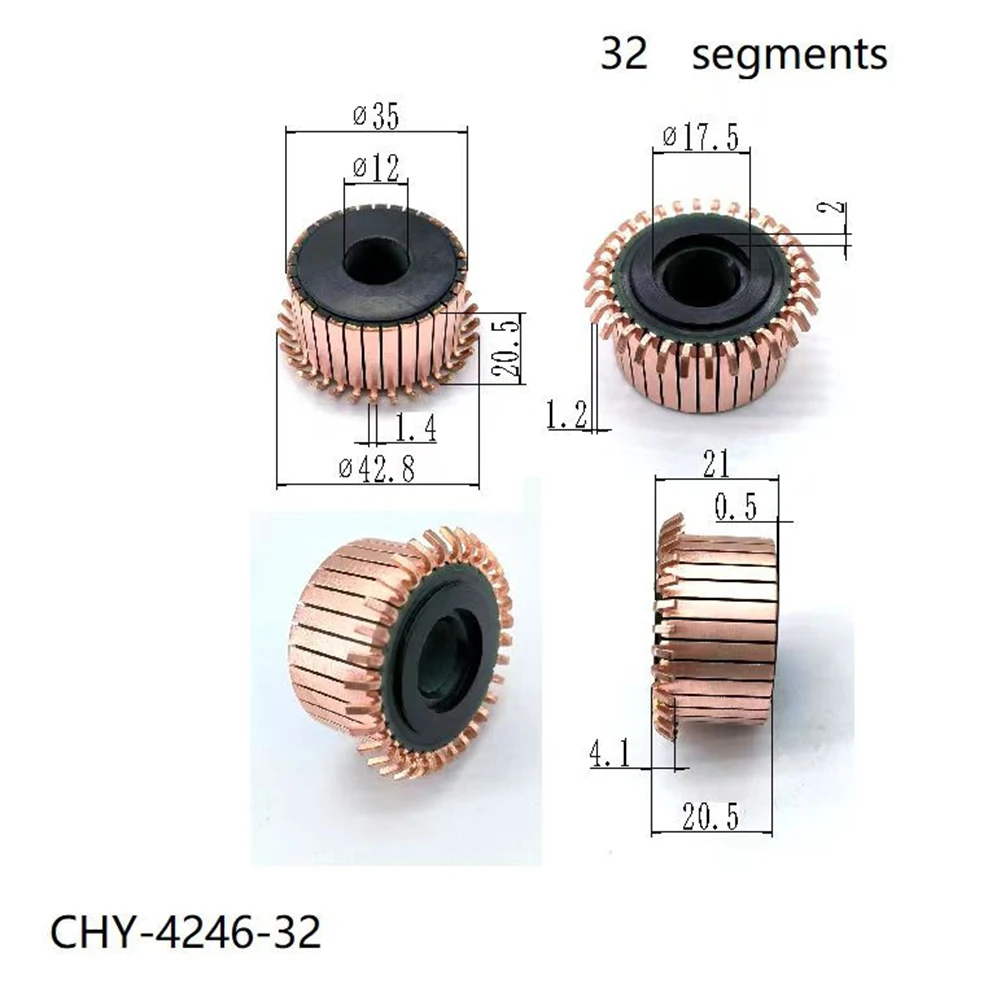 Motor Commutator Commutator 32 Gear Teeth 32P 35*12*20.5(21)mm CHY-4246-32 Copper Copper Tone&Black For DC Motors
Motor Commutator Commutator 32 Gear Teeth 32P 35*12*20.5(21)mm CHY-4246-32 Copper Copper Tone&Black For DC Motors