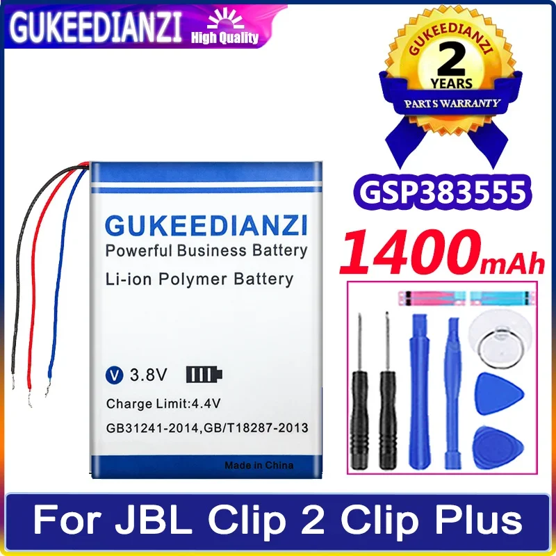 

GUKEEDIANZI Battery GSP383555 1400mAh For JBL Clip 2 Plus Clip2 Plus/2 AN/CLIP2BLKAM/CS056US/P04405201 Bateria