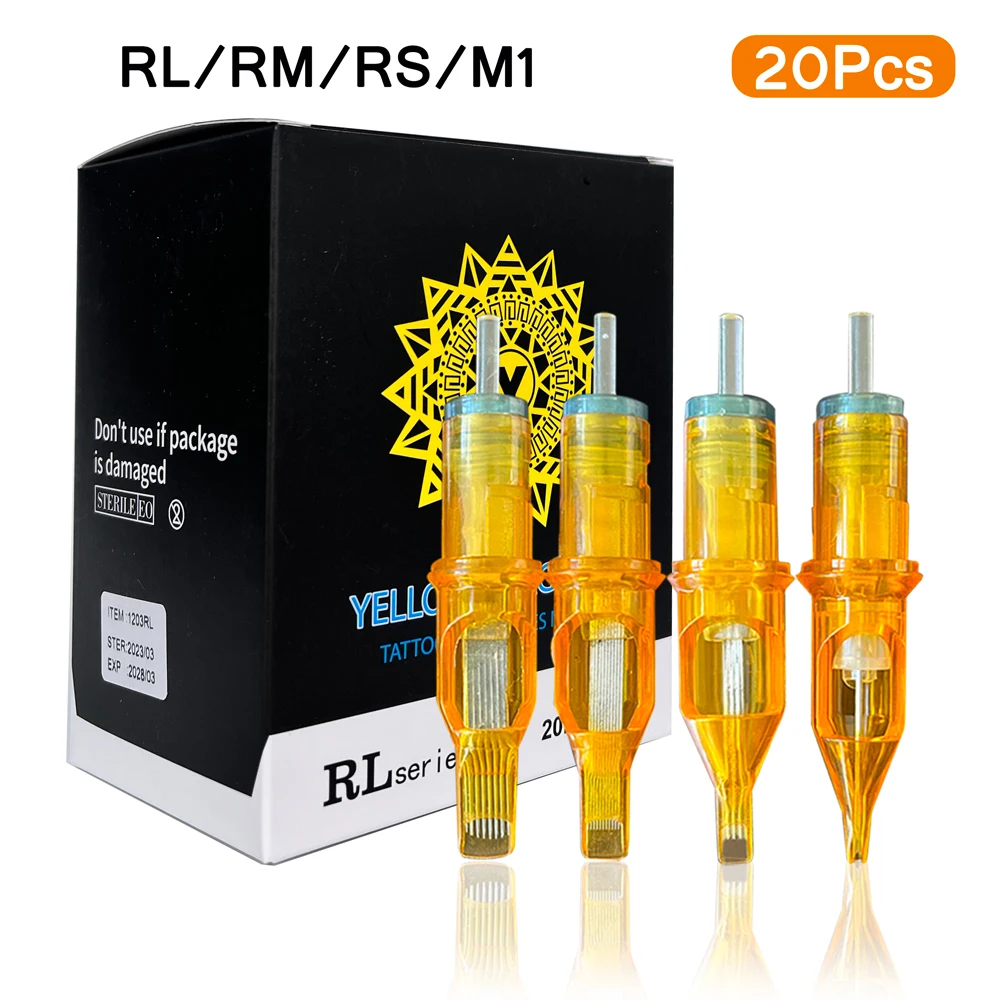 

20pcs 0.35mm Tattoo Cartridge Needles RL RS RM M1 Disposable Sterilized Safety for Tattoo Machines Grips Semi Permanent Makeup