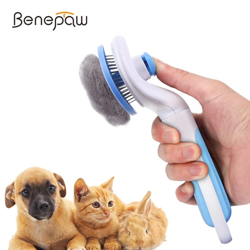 

Benepaw Self Cleaning Pet Grooming Brush Massage Cat Dog Slicker Comb For Shedding Removes Loose Undercoat Mats Tangled Hair