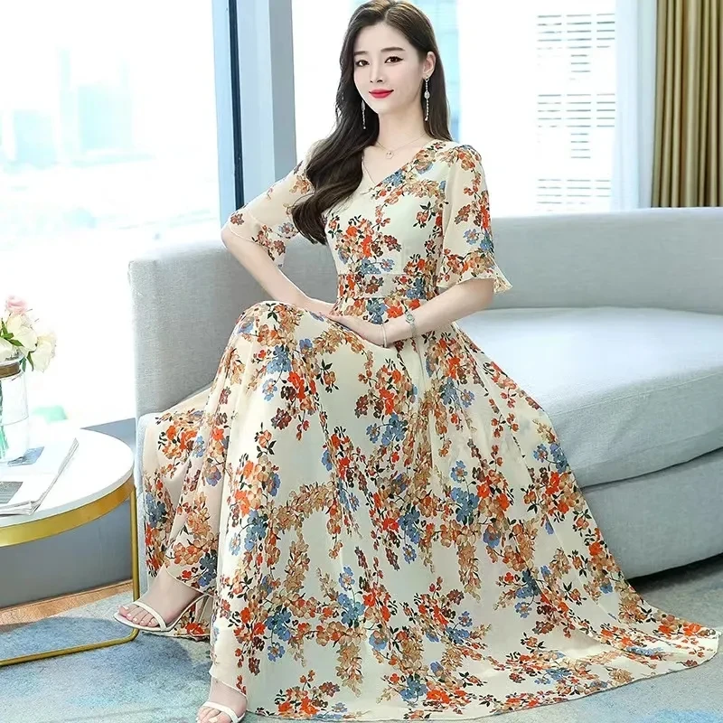 Fashion V-neck Dress Female Waist Slim Spring And Summer Dress 2023 New Plus Size Temperament Skirt Beach Skirt Long Skirt
Fashion V-neck Dress Female Waist Slim Spring And Summer Dress 2023 New Plus Size Temperament Skirt Beach Skirt Long Skirt