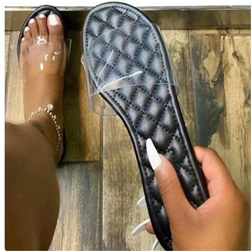 

Summer New Transparent Women Slippers Flats Walking Beach Jelly Slides 2023 Casual Outside Flip Flop Rome Sandals Women Shoes