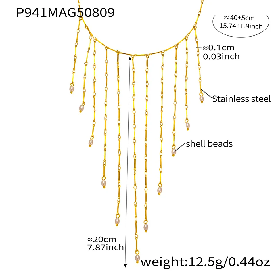 Sweet Fringe Necklace In Stainless Steel 18k Gold Plated Waterproof Non Tarnish Collar Cascade Long Tassels Necklace For Women 2 Mallzona S1793b32f59ae462c9553ec59d82b6fdeC Sweet Fringe Necklace In Stainless Steel 18k Gold Plated Waterproof Non Tarnish Collar Cascade Long Tassels Necklace For Women Mallzona