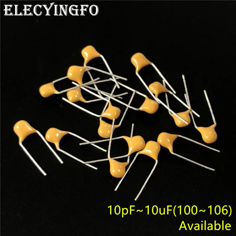 

1000pcs/lot Monolithic ceramic capacitor 50V (100~106) 10pF~10uF 102 103 104 105 22pF 1nF 10nF 100nF 0.01uF 0.1uF 1uF P=5.08mm