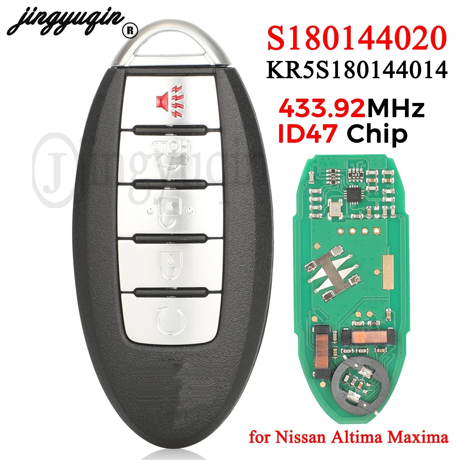 Сменный смарт-ключ jingyuqin S180144020 433,92 МГц для Nissan Altima Maxima 2013, 2014, 2015, чип ID47 KR5S180144014
Сменный смарт-ключ jingyuqin S180144020 433,92 МГц для Nissan Altima Maxima 2013, 2014, 2015, чип ID47 KR5S180144014