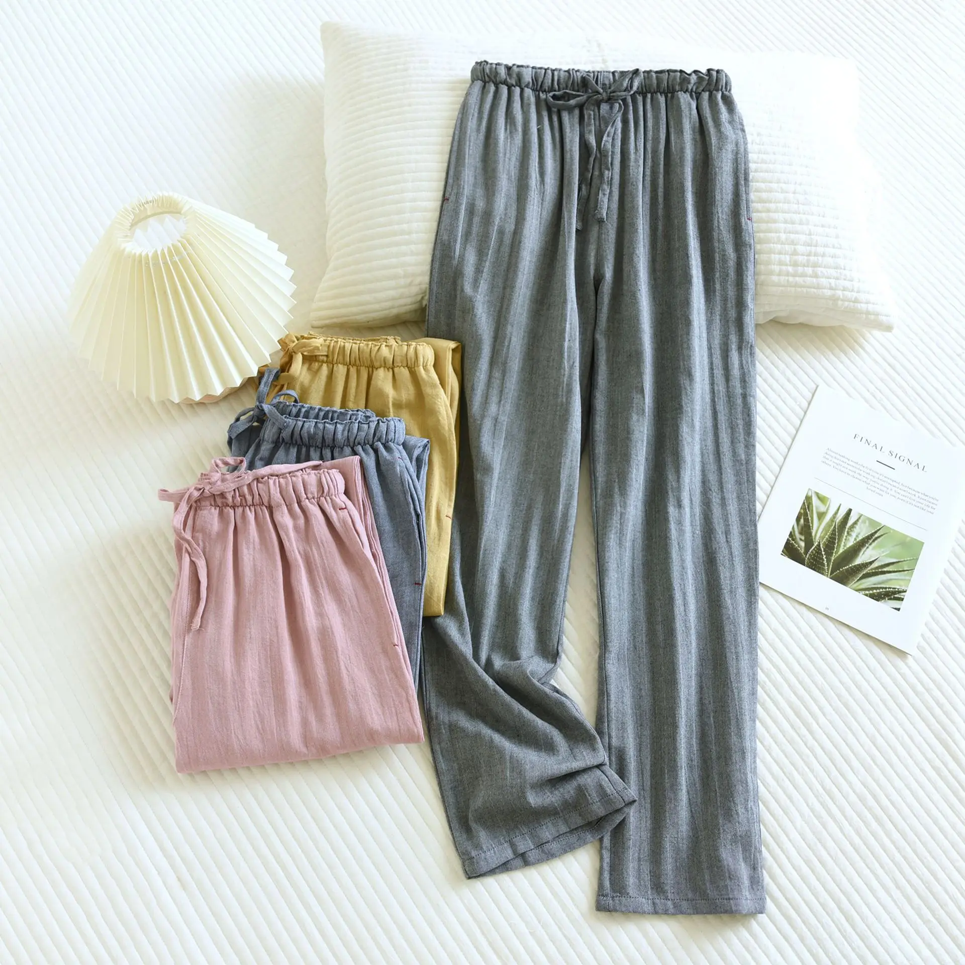 Spring / Summer Cotton Double Layer Yarn Home Pants Men's and Women's Men's and Women's Casual Sleep Bottoms Loose Lounge Wear
Spring / Summer Cotton Double Layer Yarn Home Pants Men's and Women's Men's and Women's Casual Sleep Bottoms Loose Lounge Wear
