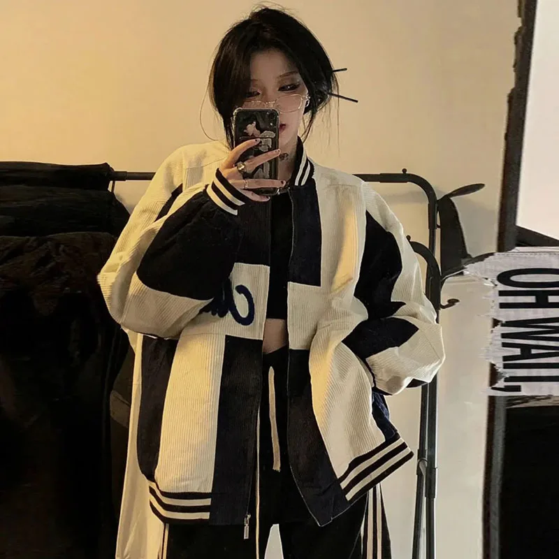 Gidyq Women Corduroy Jacket Vintage Korean Streetwear Patchwork Loose Coats Casual Female All Match Baseball Uniform Autumn New
Gidyq Women Corduroy Jacket Vintage Korean Streetwear Patchwork Loose Coats Casual Female All Match Baseball Uniform Autumn New