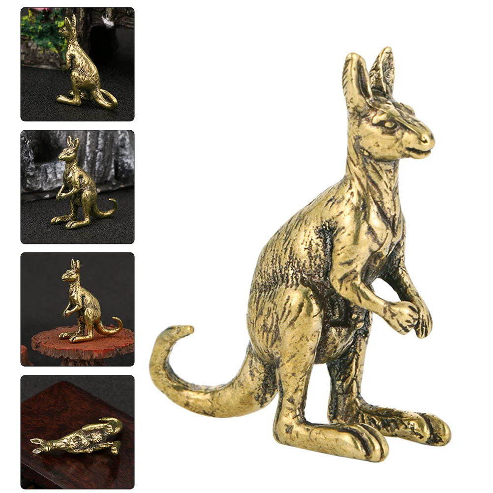 

Brass Kangaroo Ornament Craft Decor Figurine Vintage Tabletop Miniatures Figurines Tea Pet Indoor Desktop