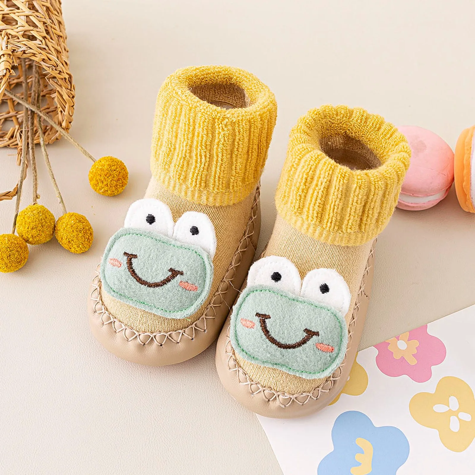 

Baby Boy Shoes 6 Months Autumn And Winter Comfortable Baby Toddler Shoes Cute Cartoon Pattern Frog Flower Panda Baby Boots