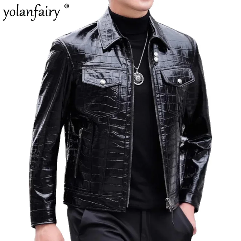 Crocodile Pattern Genuine Leather Jacket Men Clothing Autumn New Polo Neck Short Men's Leather Jackets Male Real Sheepskin Coat
Crocodile Pattern Genuine Leather Jacket Men Clothing Autumn New Polo Neck Short Men's Leather Jackets Male Real Sheepskin Coat