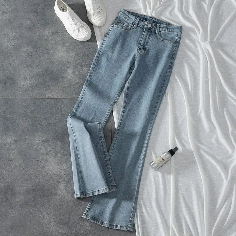 

Micro-Flared Jeans For Women High Waist Denim Pants Spring And Summer New Straight-Leg Trousers Full Length Flare Pants Cowboy