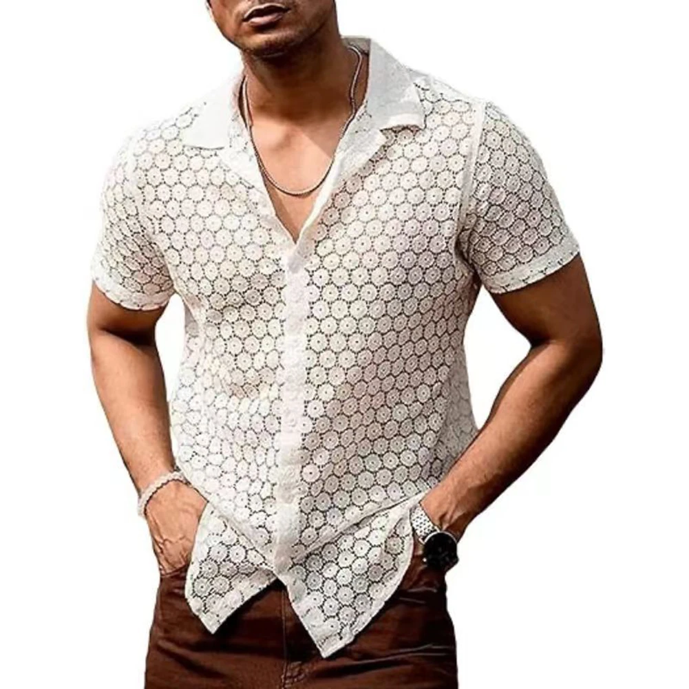 Tops Shirt Men Outer Lapel Tops Polyester S-2XL Sexy Short-Sleeve Shirt Simple White Casual Embroidery Hollow Out Mesh
Tops Shirt Men Outer Lapel Tops Polyester S-2XL Sexy Short-Sleeve Shirt Simple White Casual Embroidery Hollow Out Mesh