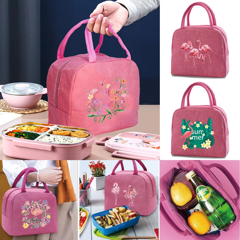 

Lunch Bag Women's Work Lunch Box Portable Thermal Pouch Kids Food Cooler Handbags Flamingo Print Insulated Cooler Bags Organizer