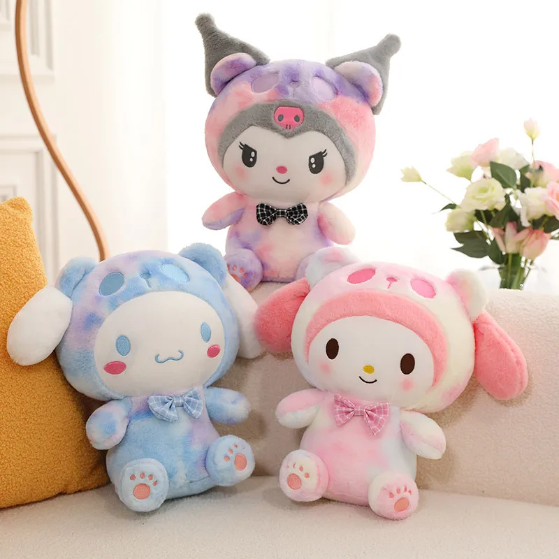 

Sanrio Kawaii Cinnamoroll Tie Dye Series Cinnamon Dog Melody Doll Kuromi Plush Toy Girl Valentine's Day Gift Doll Sanrio Plushie