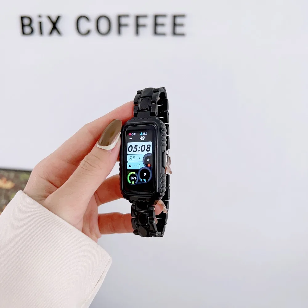 Ремешок из поликарбоната и металла для наручных часов, сменный Браслет Из искусственной керамики и полиуретана, с защитой от падения, для Huawei Band 9/8/7/6
Ремешок из поликарбоната и металла для наручных часов, сменный Браслет Из искусственной керамики и полиуретана, с защитой от падения, для Huawei Band 9/8/7/6