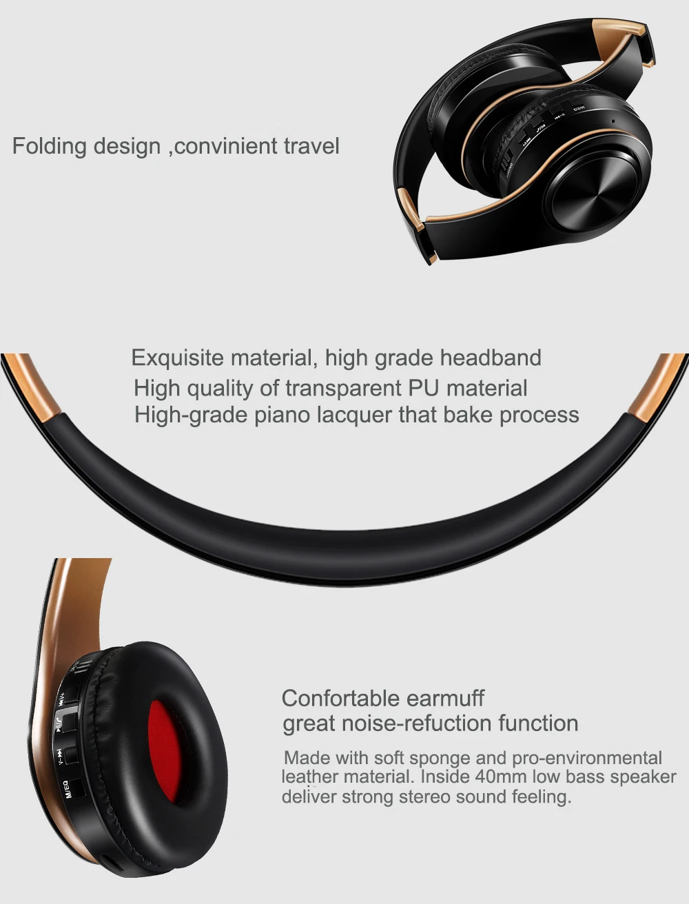 HIFI Stereo Sound Build-In Microphone Headphone Foldable Earphone With TF Card Slot MP3 Player FM Radio Bluetooth Earphone
HIFI Stereo Sound Build-In Microphone Headphone Foldable Earphone With TF Card Slot MP3 Player FM Radio Bluetooth Earphone