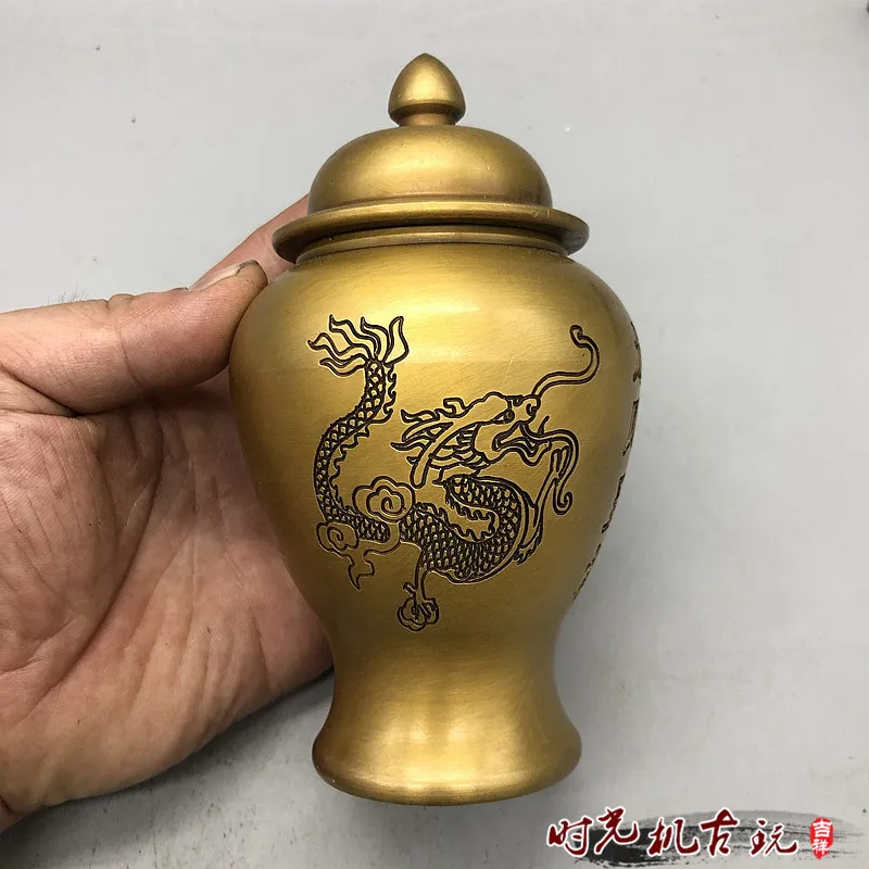 

Pure copper dragon and phoenix Chengxiang general cans, tea cans, home decoration handicrafts, ornaments, bronze