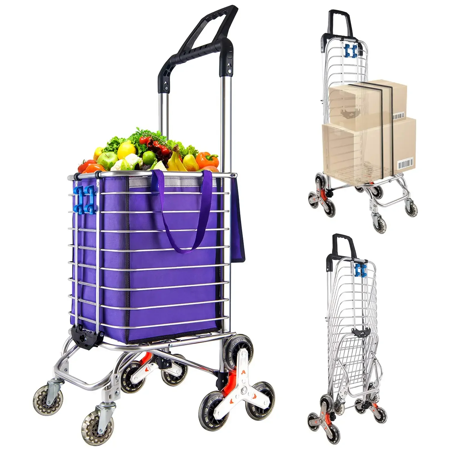 

Customized Folding Double Bag Shopping Luggage Trolley Hand Luggage Cart Carts Foldable Trolley Bags Grocery Outdoor OEM 100 Pcs