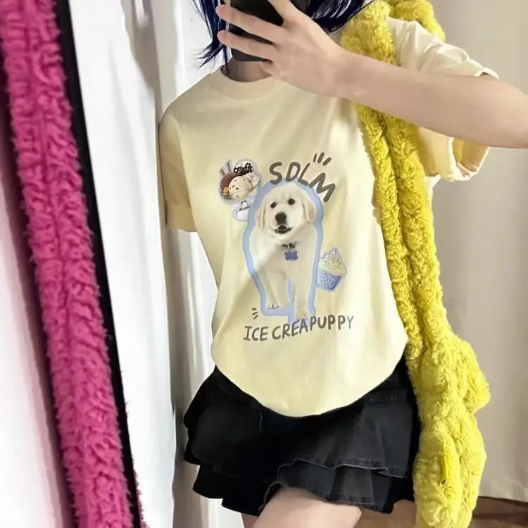 Cotton American cute women printed graphic T shirt ins fashion Korean puppy simple loose personality oversized T shirt top
Cotton American cute women printed graphic T shirt ins fashion Korean puppy simple loose personality oversized T shirt top