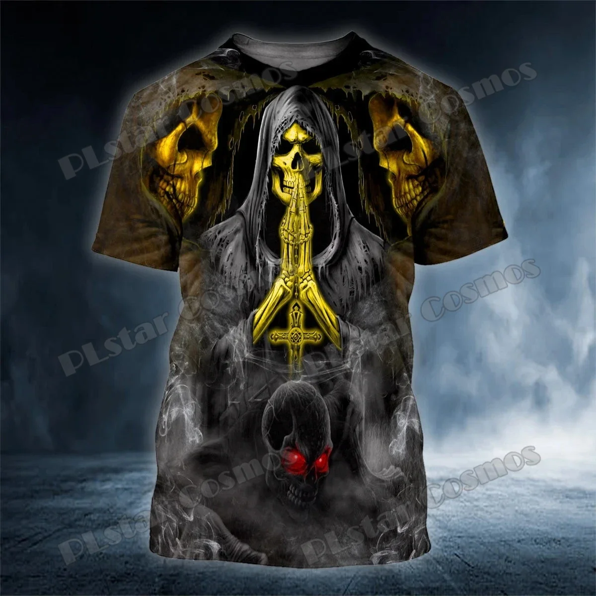 

Death Praying Grim Reaper Skull Custom Name 3D Printed Men's Fashion t shirt Summer Unisex Casual short sleeve T-shirt TX312