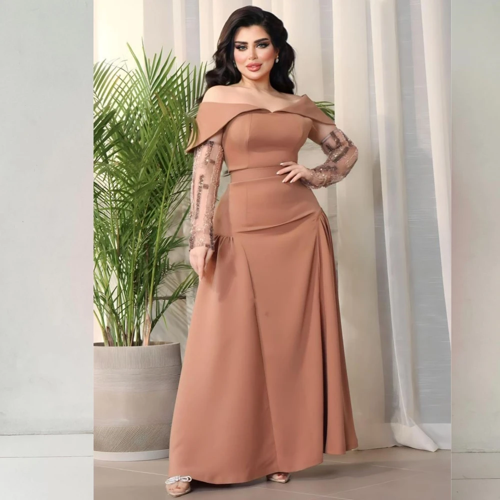 

Ball Dress Evening Prom Saudi Arabia Jersey Draped Quinceanera A-line Off-the-shoulder Bespoke Occasion Gown Midi es