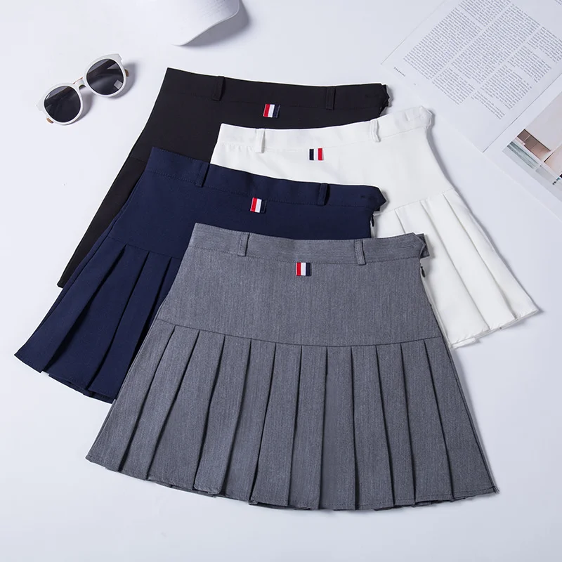 

Pleated Skirt Summer Short Saia Gray High Waisted A-line Falda Tableada Women's Clothes Korean Stylish Black Mini Skirt For Girl