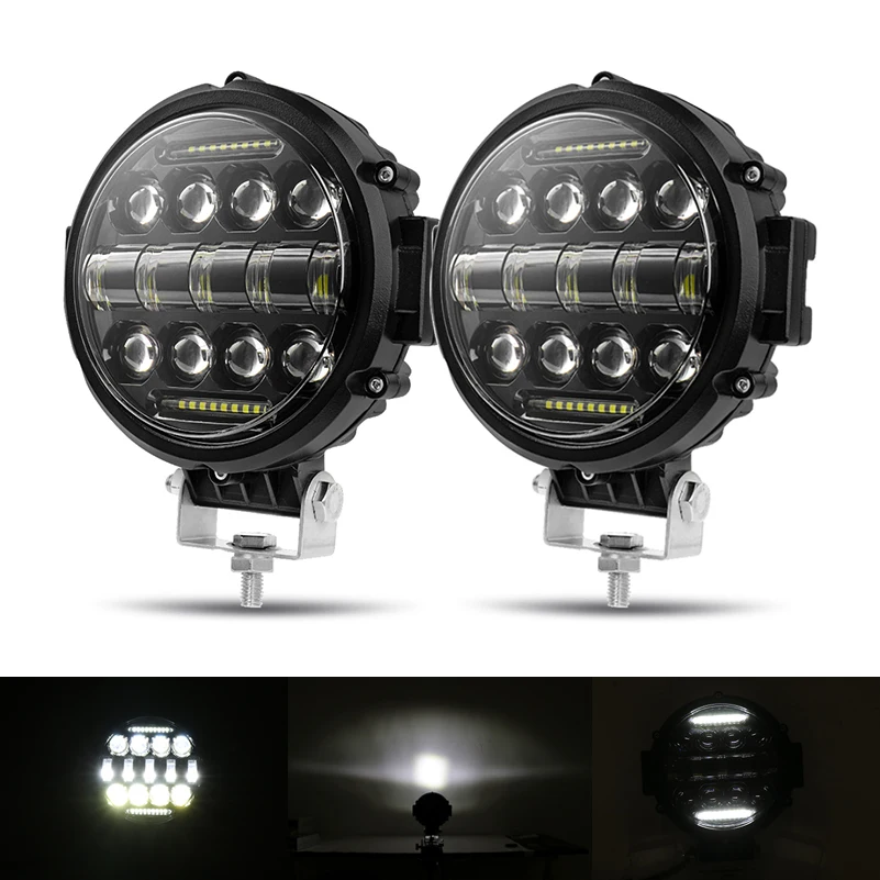 

7"Round LED Work Light, 60W Flood Spot Combo Beam LED Light Daytime Running Light Off Road Driving Lights for Truck SUV.